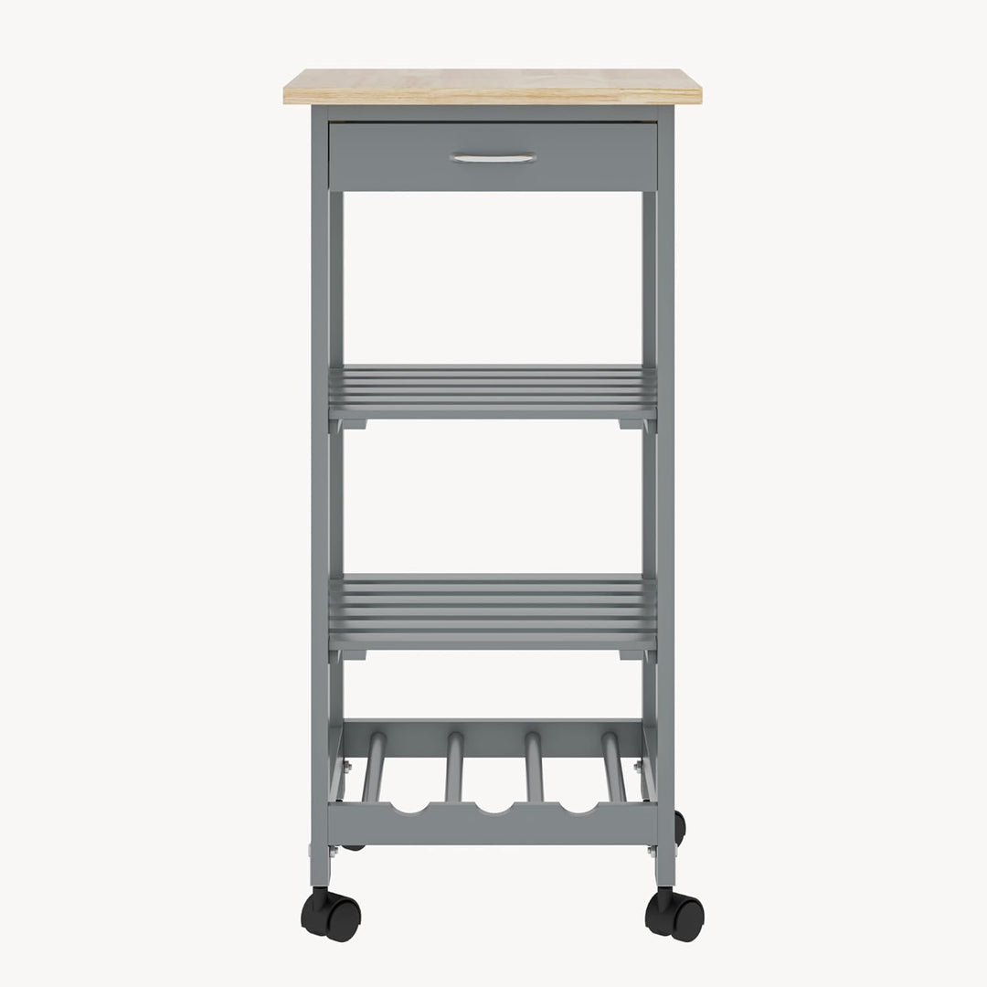 [en.casa] Servierwagen Biel Dunkelgrau/Holzfarben 76 x 37 x 37 cm Küchenwagen Aufbewahrungsregal mit
