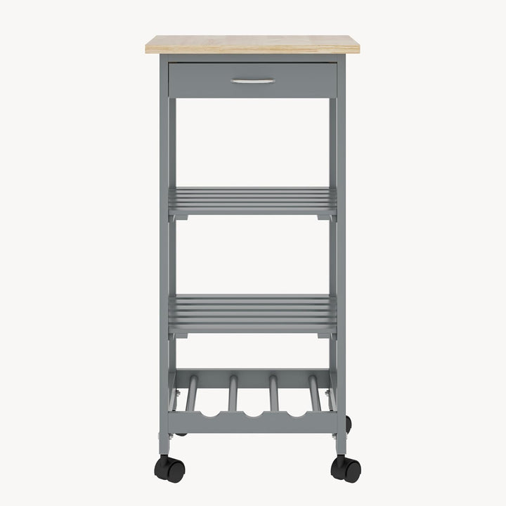 [en.casa] Servierwagen Biel Dunkelgrau/Holzfarben 76 x 37 x 37 cm Küchenwagen Aufbewahrungsregal mit