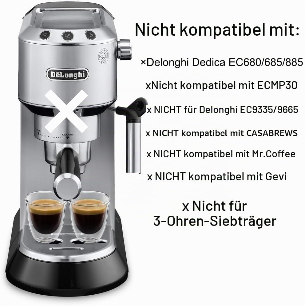 CAPFEI Siebträger 51mm 2 Ohren mit Doppel Auslauf für Delonghi ECP31.21 ECP33.21 ECP35.31 ECOV311 mi