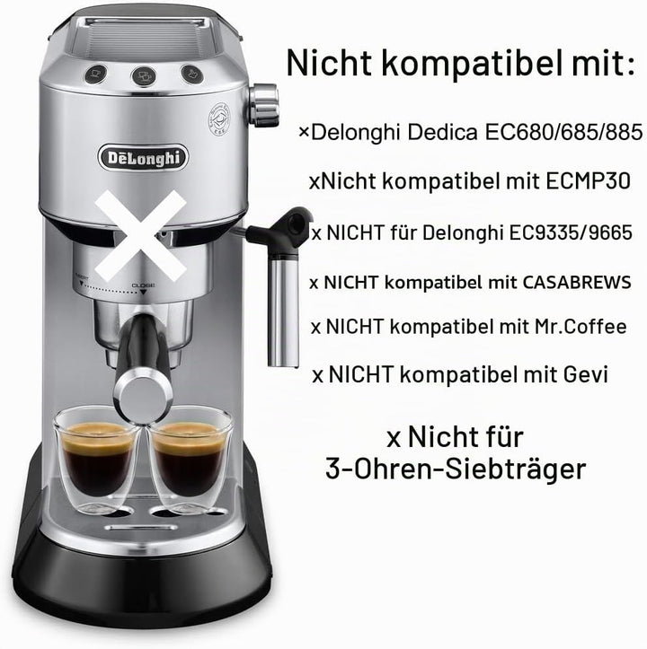 CAPFEI Siebträger 51mm 2 Ohren mit Doppel Auslauf für Delonghi ECP31.21 ECP33.21 ECP35.31 ECOV311 mi