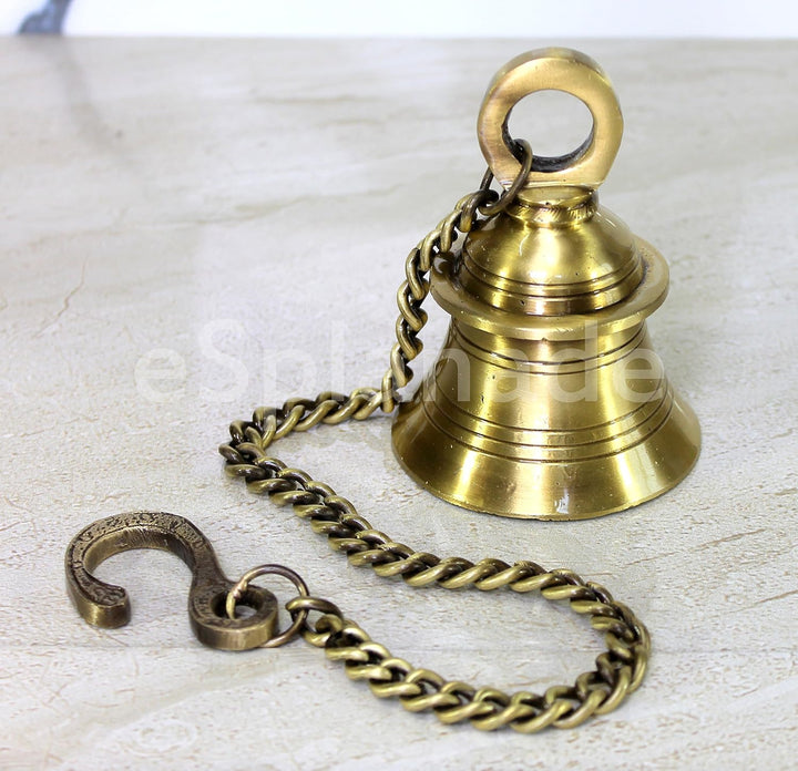 eSplanade - Glocke aus Messing mit Kette | Messing zum Aufhängen Bell | Wohnkultur | Tür Dekor | Räu