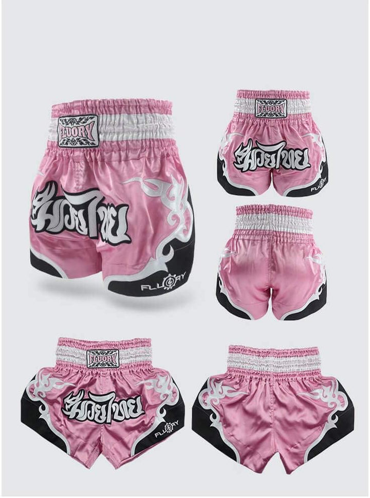 FLUORY Muay Thai Fight Shorts, MMA Shorts Bekleidung Training Käfig Kampf Grappling Martial Arts Kic