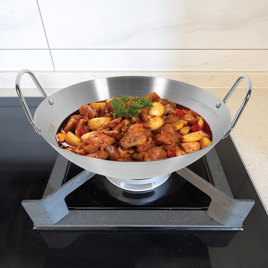 BESTonZON Edelstahl-wok Wokpfanne Aus Gusseisen Topf Mit Griffen Topf Aus Edelstahl Wok-topf Grillen