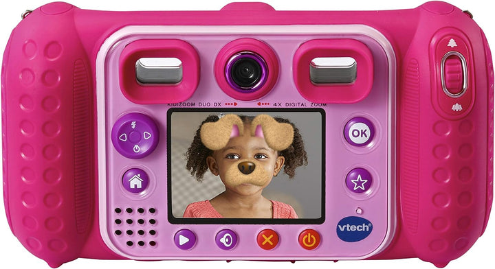 VTech KidiZoom Duo DX pink – Kinderkamera mit Selfie- und Videofunktion, Effekten, Spielen, Musikpla
