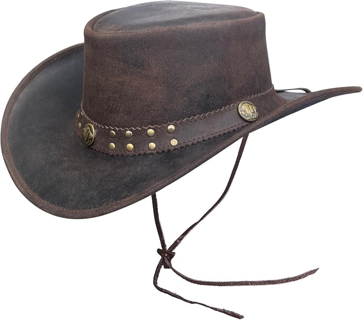 BRANDSLOCK Cowboyhut aus Leder für Herren, handgefertigt, formbar, breite Krempe, langlebig, Cowgirl