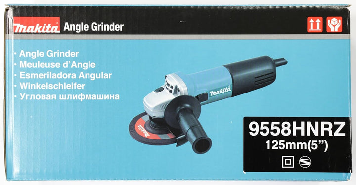 Makita 9558HNRZ Winkelschleifer, 125 mm Scheibendurchmesser, 840 Watt Leistung, mit Schutzhaube und