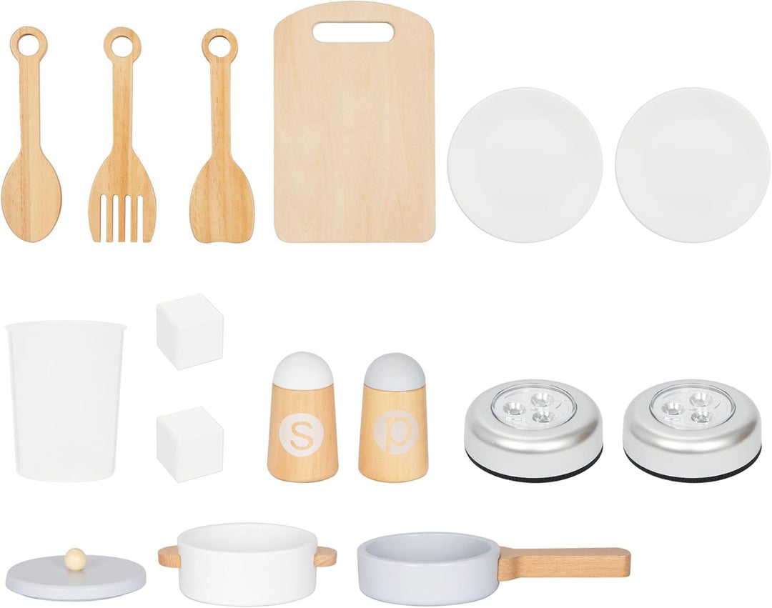 Mamabrum XXXL Holzküche mit LED-Beleuchtung, Spielküche & Eiswürfelspender - Kinderküche Zubehör Set