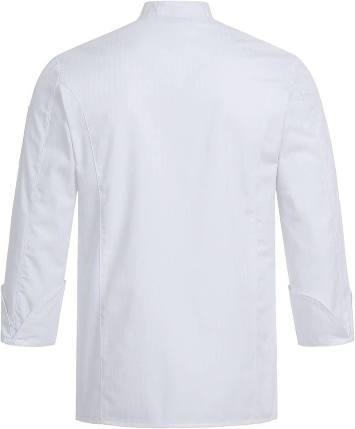 Greiff Grösse L gastro moda Herren Cuisine Premium Kochjacke Regular Fit Weiss mit Satinstreifen Mod