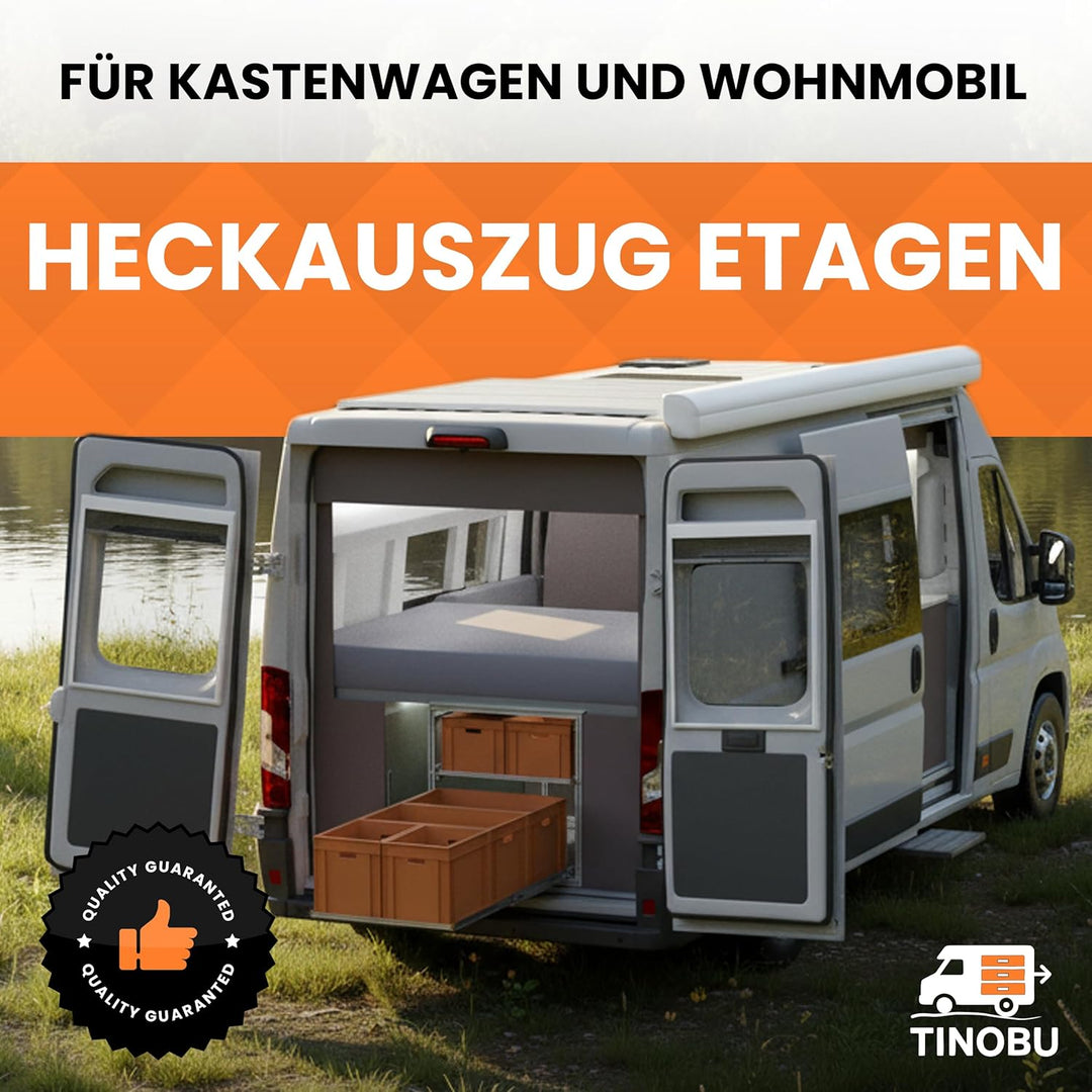 Schubladensystem Wohnmobil 120 cm - Heckgarage Schublade für Euroboxen 60x40 und 30x40, 2-4 Ebenen,