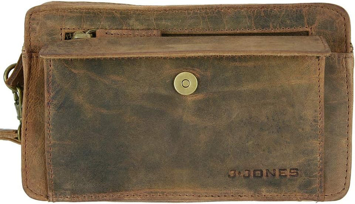 J JONES JENNIFER JONES Echt Leder Herren Handgelenktasche Herrenhandtasche Brieftasche Geldbörsentas
