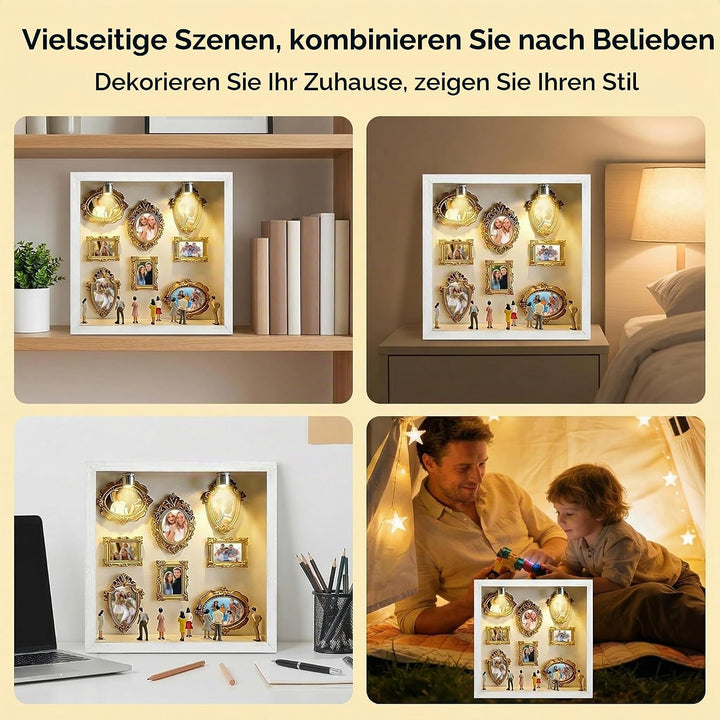 DIY Mini Museum Bilderrahmen,Mini Figuren Menschen Museum Silhouette Box, Menschen Figuren Museums M