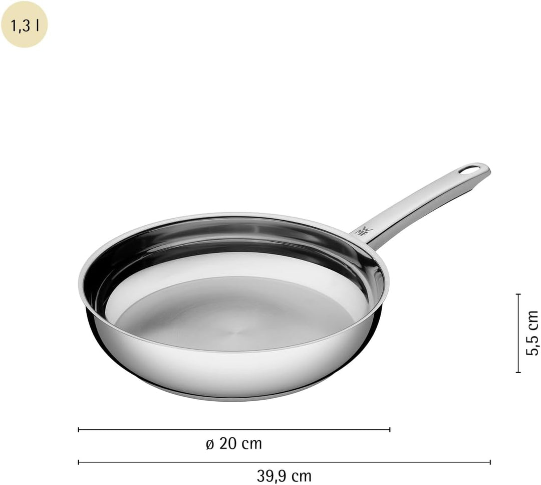 WMF Profi Edelstahlpfanne 20 cm, Bratpfanne Induktion, unbeschichtet, spülmaschinengeeignet, backofe