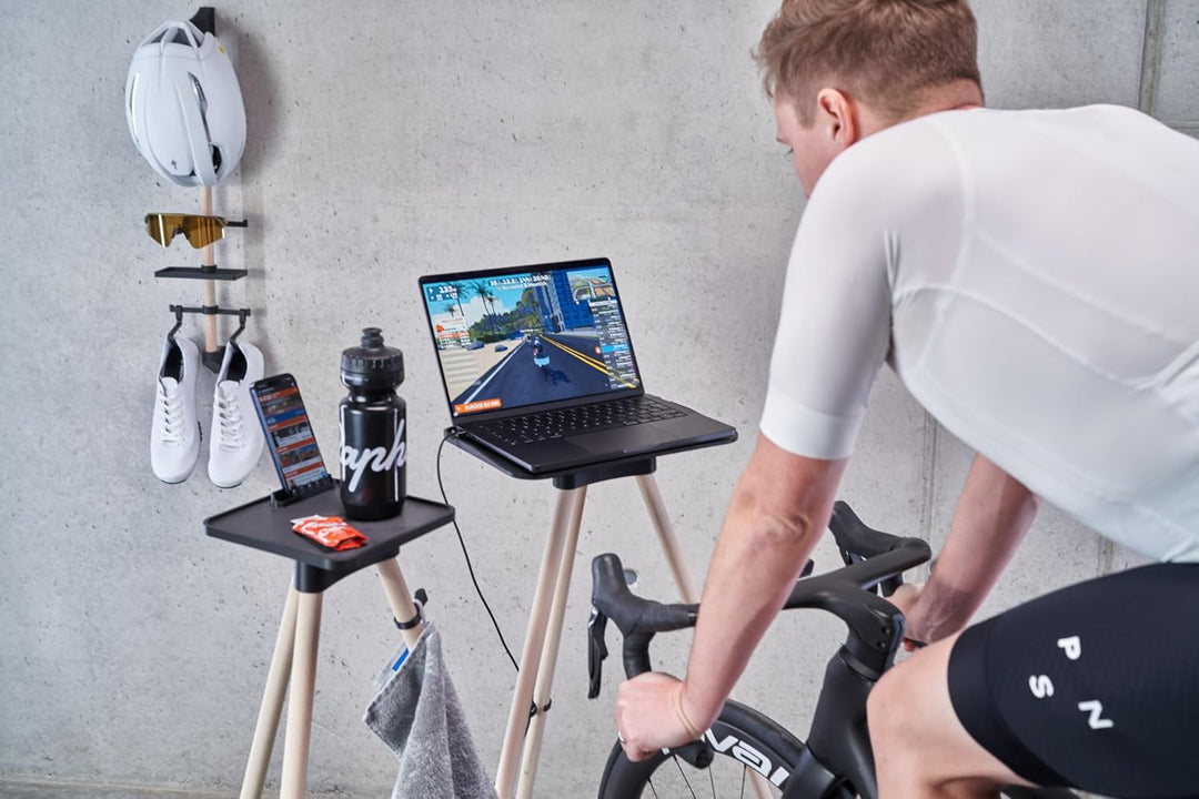 Indoor Bike Trainer Laptophalter inkl. Holzbeine, 3D-Druck Technologie, Perfekt für Zwift, Fahrradfa