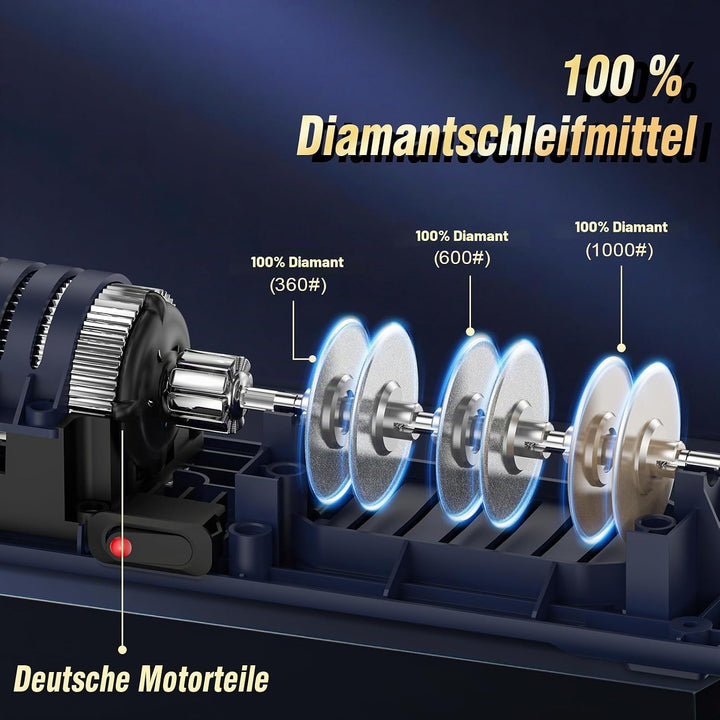 Xzayy Professioneller Elektrischer Messerschärfer mit 100% Diamant-Schleifmitteln und Präzisionswink