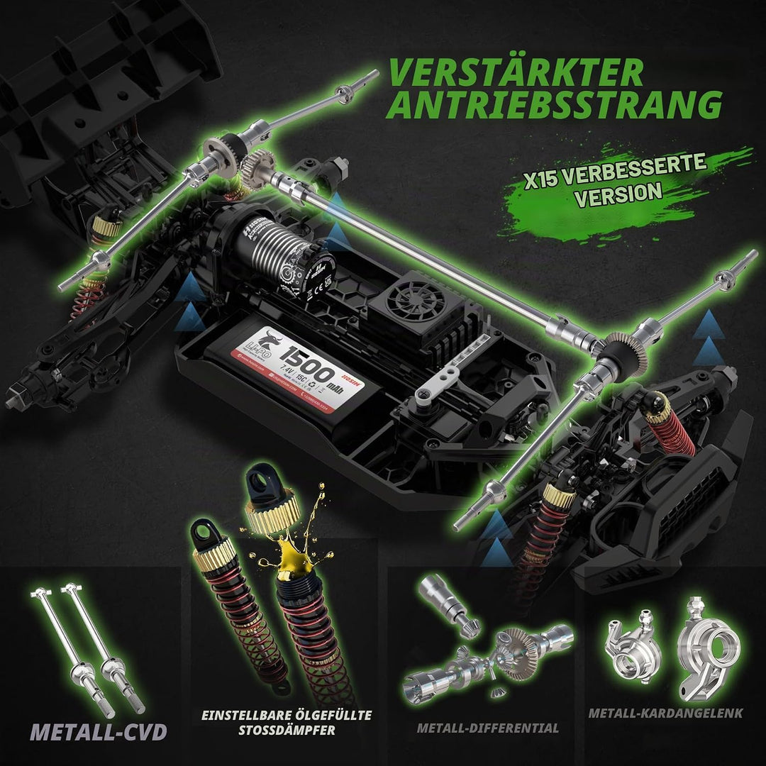 Hosim 1:10 Ferngesteuertes Auto Bürstenlose Schnell RC Auto 60 km/h für Erwachsene und Kinder, Offro