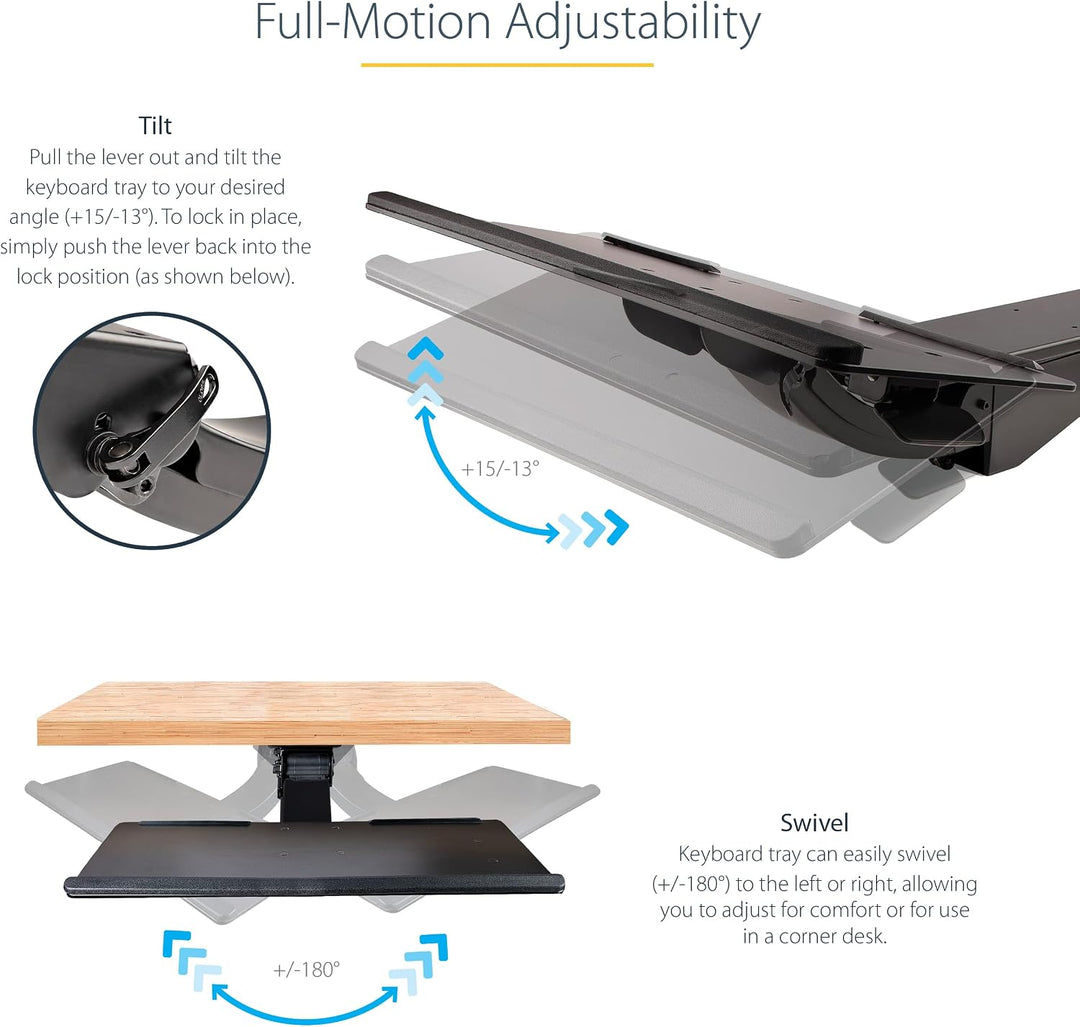 StarTech.com UNDER DESK KEYBOARD TRAY HEIGHT ADJUSTABLE W volle Bewegung, volle Bewegung