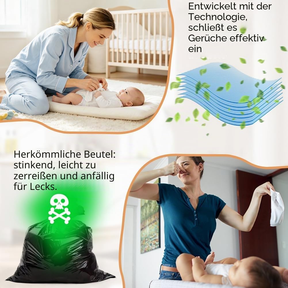 15er-Pack 4,5 Meter Windeleimer Nachfüllfolie, Hochwertige Eingedickte Nachfüllkassetten mit Geruchs