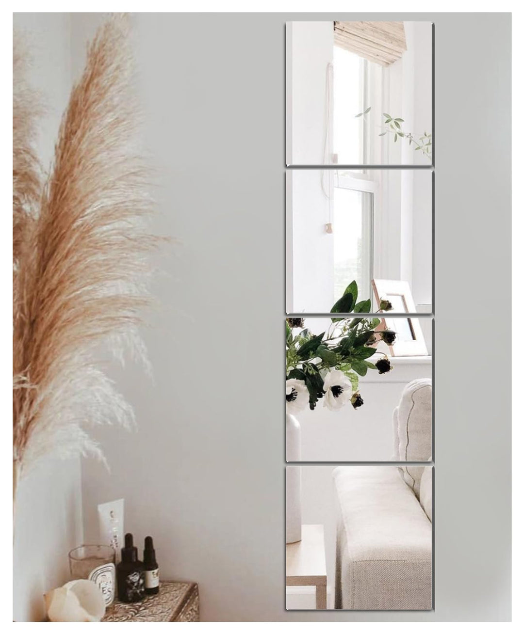 Selbstklebende Fliesenspiegel Wandspiegel Spiegelfliesen Selbstklebend HD Glas Spiegel Wandaufkleber