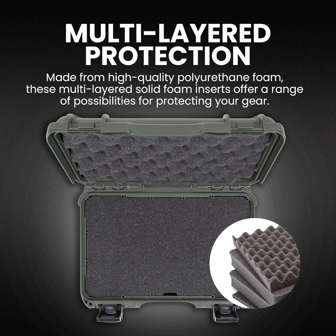 Nanuk 909 Wasserdichter Hartschalenkoffer Mit Plüschschaumeinlage - Olive Olive Cubed Foam, Olive Cu