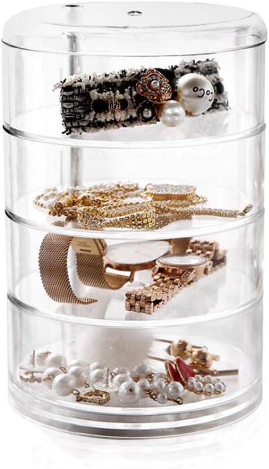 Guolich Schmuck Organizer Box 4 Schichten Clear Acryl 360 ° drehbar Kosmetik Aufbewahrungs-Spinhalte