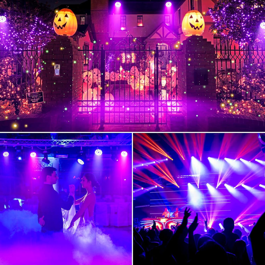 200W Par LED Scheinwerfer RGB UV Schwarzlicht Strahler, 18 LED Bühnenlicht Partylicht DMX512 für Par