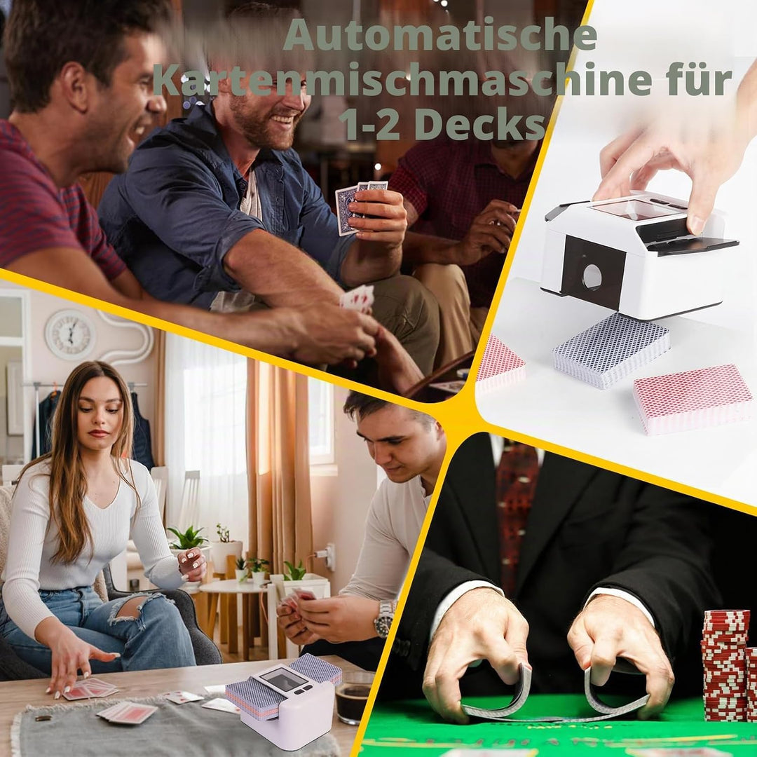 Wiederaufladbar Automatischer Kartenmischer für 2 Decks, Geräuscharm Elektrischer Kartenmischer mit