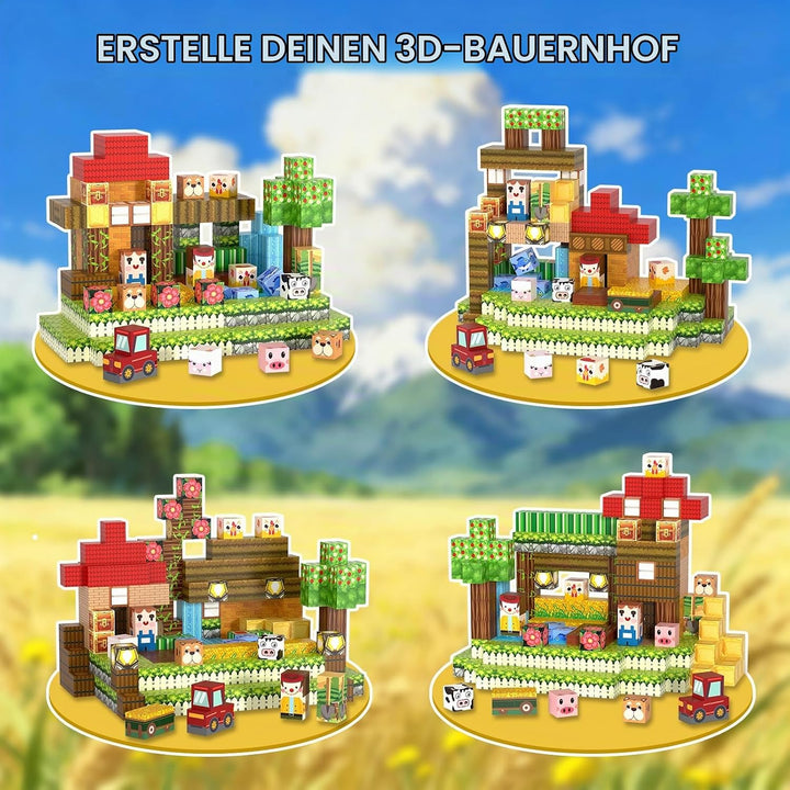 Magnetische Bausteine 200 Stück, Magnetbausteine für ab 6 Jahre Kinder Jungen Mädchen, Magnetic Bloc