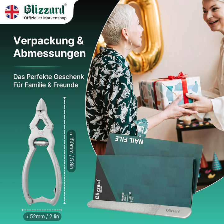 Blizzard Nagelzange für starke Fussnägel (15cm) -Professionelle Dicke & Eingewachsene Zehennagelknip