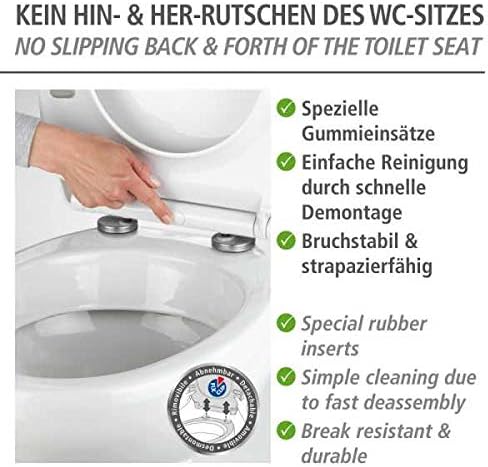 WENKO Premium WC-Sitz Kos Schwarz, Toilettendeckel mit Absenkautomatik und Fix-Clip Hygiene Befestig