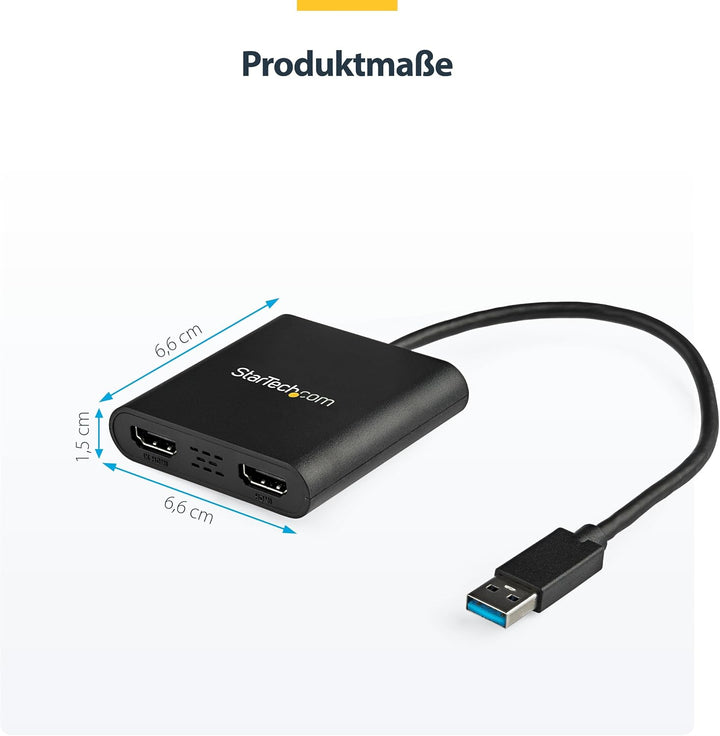 StarTech.com USB 3.0 auf Dual HDMI Adapter - 1x 4K 30Hz &amp; 1x 1080p - Externe Video- und Grafikkarte