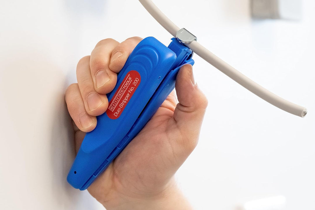 WEICON TOOLS Duo-Stripper No.200 zum Entmanteln & Abisolieren von Kabeln & Leitern, Blau/Rot, 160mm