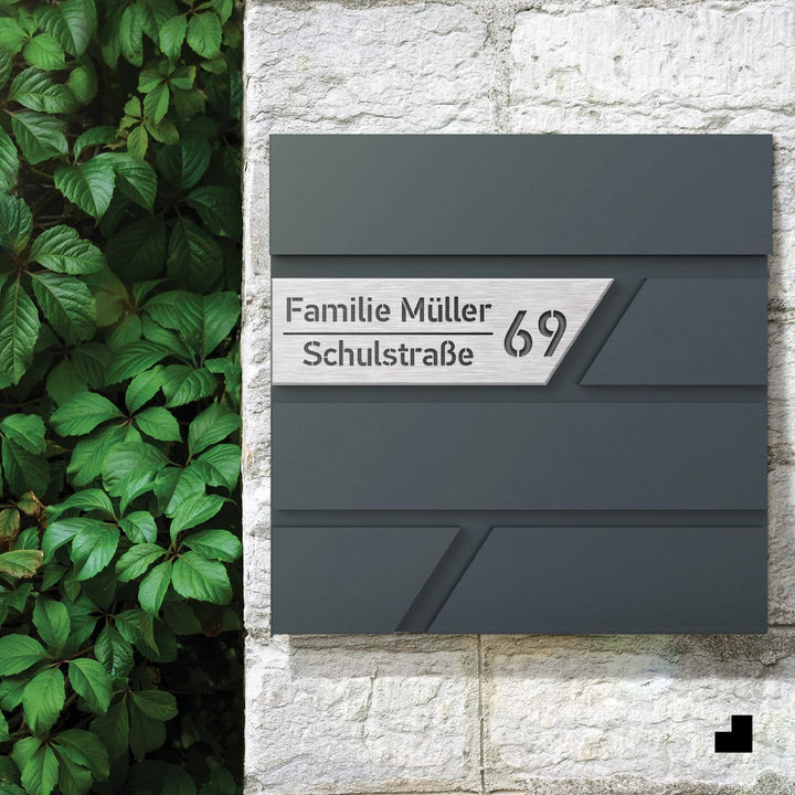 Julia Personalisierter Briefkasten Anthrazit (RAL7016) mit Zeitungsfach: Wetterbeständigkeit, Funkti