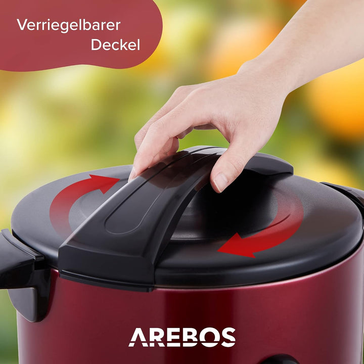 Arebos Glühweinkocher 950 W | Heissgetränkespender | 6,8 L | mit Auffangschale, Auslasshahn, Thermos