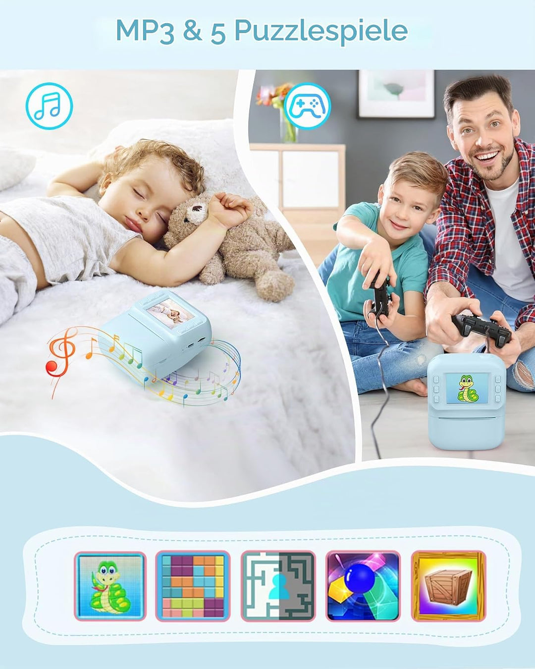 Sofortbildkamera Kinder 48MP, 1080P Video Kinderkamera mit Sofortdruck, 2,4 Zoll IPS Spielzeug Kamer