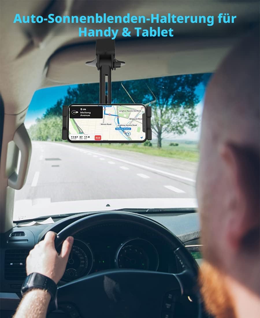 woleyi Armaturenbrett Clip Auto Handyhalterung, Universal KFZ Sonnenblende &amp; Rückspiegel Tablet Hand