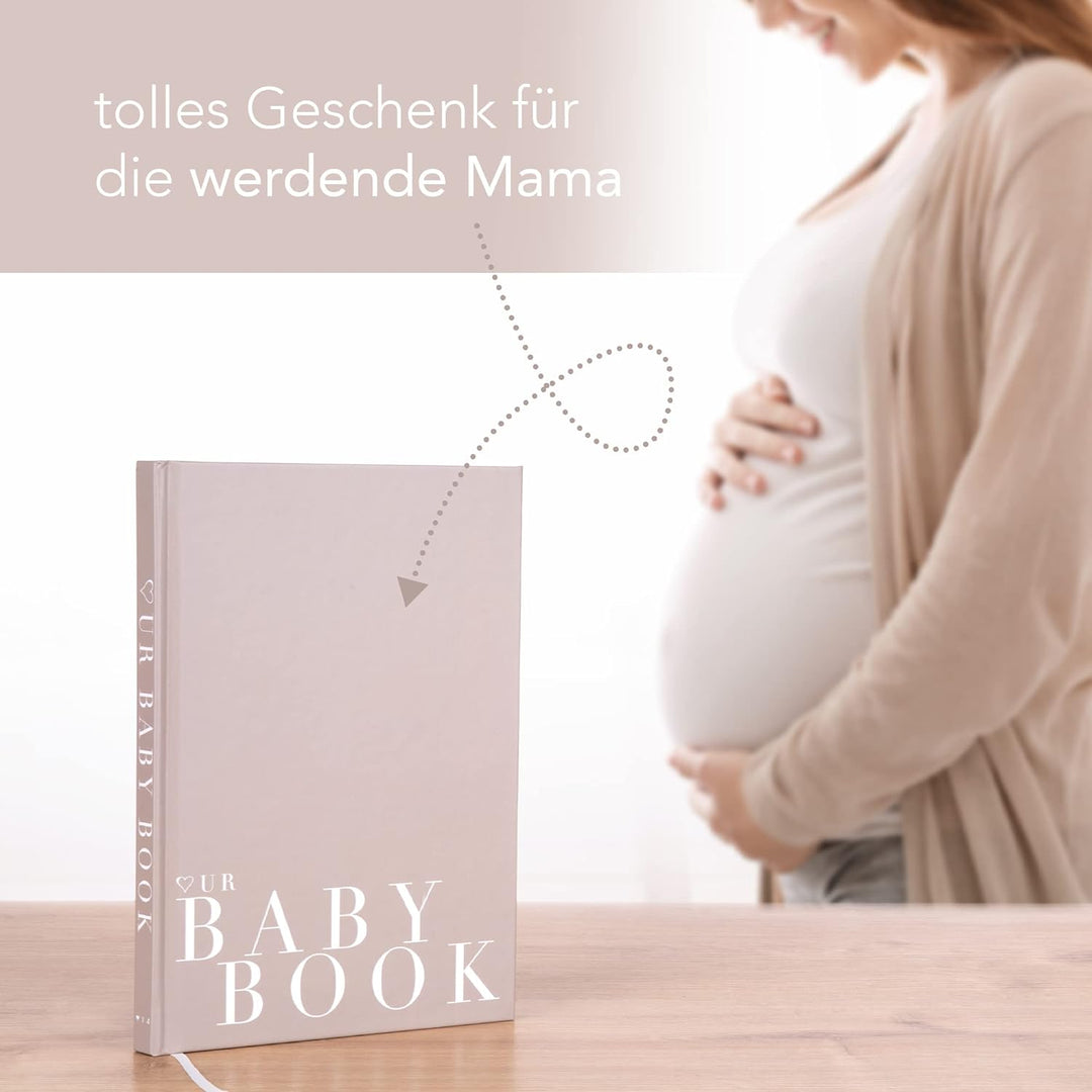Schwangerschaftstagebuch & Babytagebuch 2 in 1 Designer Babybuch zum eintragen, für Mädchen & Jungen