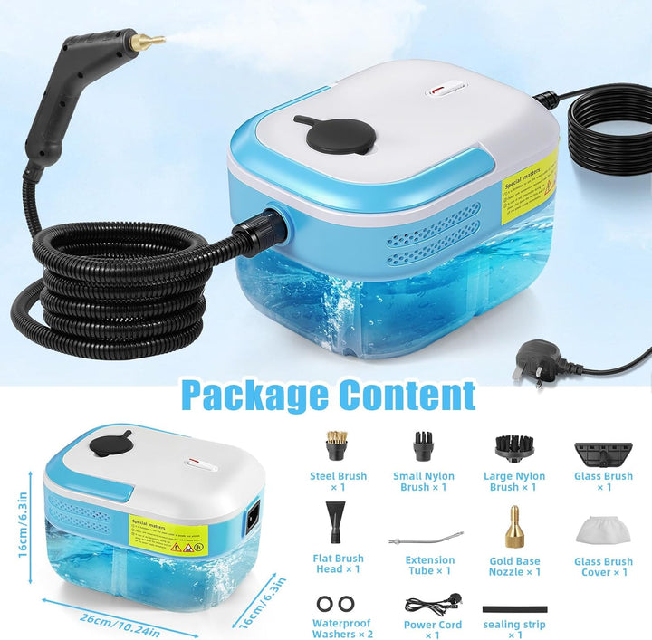 Hochdruck Dampfreiniger Handgerät 2200W, 1,2L Wassertank, 15s Schnellaufheizung, Tragbarer Dampfrein