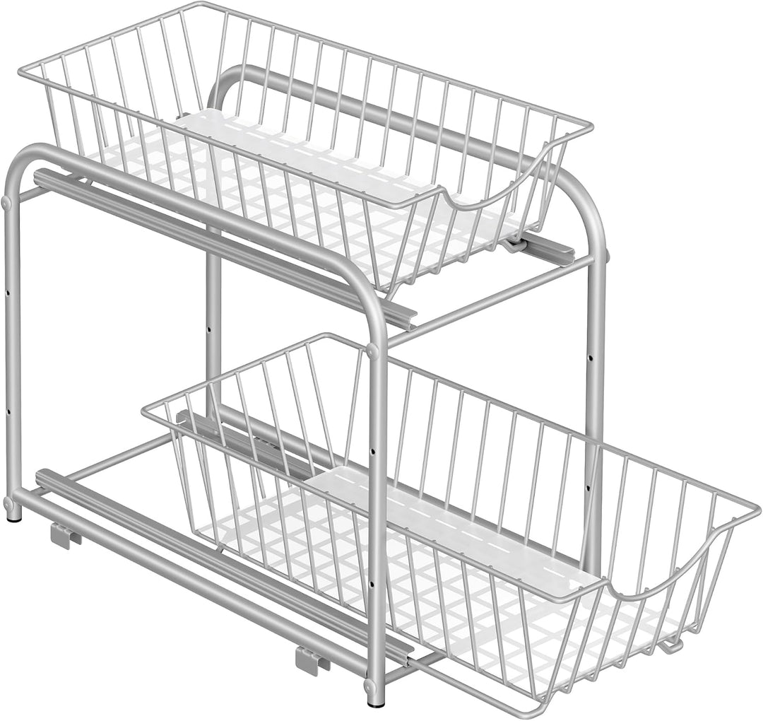 SONGMICS Organizer für Küche, 2 ausziehbare Schubladen für Schränke, stapelbarer Schubladen Organize