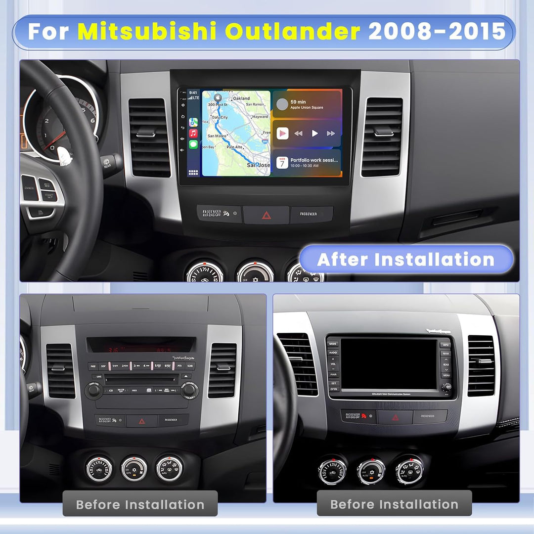 Hikity [8 Core 4+64GB] für Mitsubishi Outlander 2008-2015, 9" Bildschrim Auto Radio, Android 15 Auto