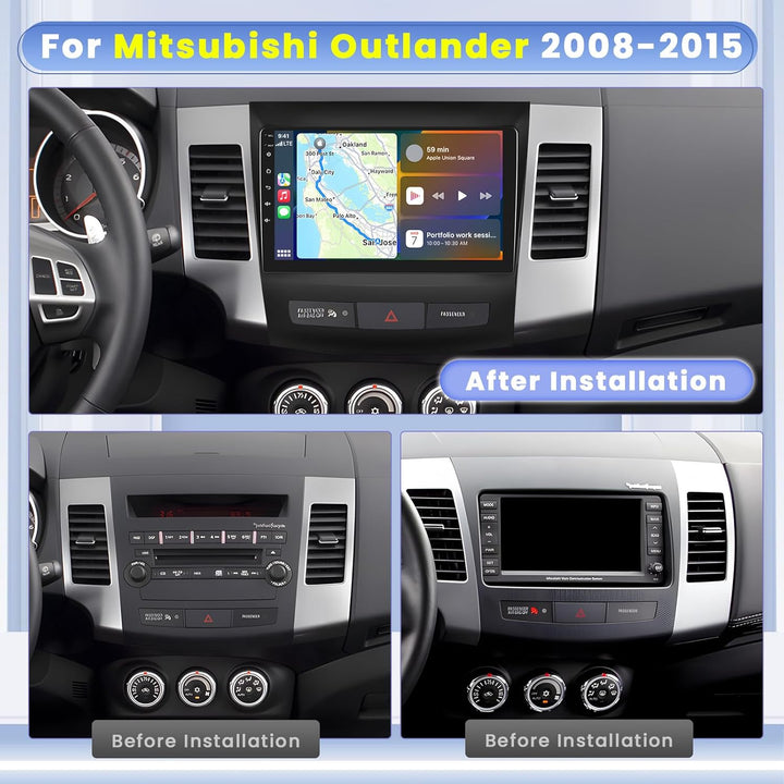 Hikity [8 Core 4+64GB] für Mitsubishi Outlander 2008-2015, 9" Bildschrim Auto Radio, Android 15 Auto