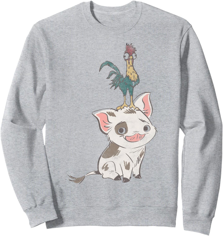 Disney Moana Pua And Hei Hei Distressed Portrait C1 Sweatshirt