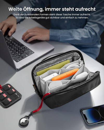 tomtoc Zubehörtasche Kabeltasche, Elektronik Tech Pouch Laptop Zubehör Organizer Tasche Cable Bag Re