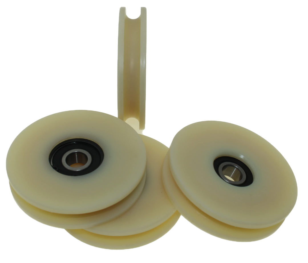 4 Stück x Nylon Seilzug Räder mit Rund 10 mm Groove 80 mm Durchmesser Lager 12 mm 100 kg Kapazität P
