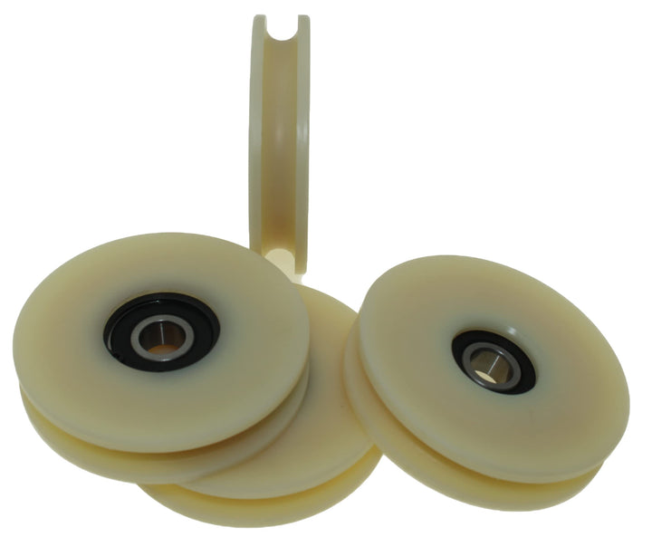 4 Stück x Nylon Seilzug Räder mit Rund 10 mm Groove 80 mm Durchmesser Lager 12 mm 100 kg Kapazität P