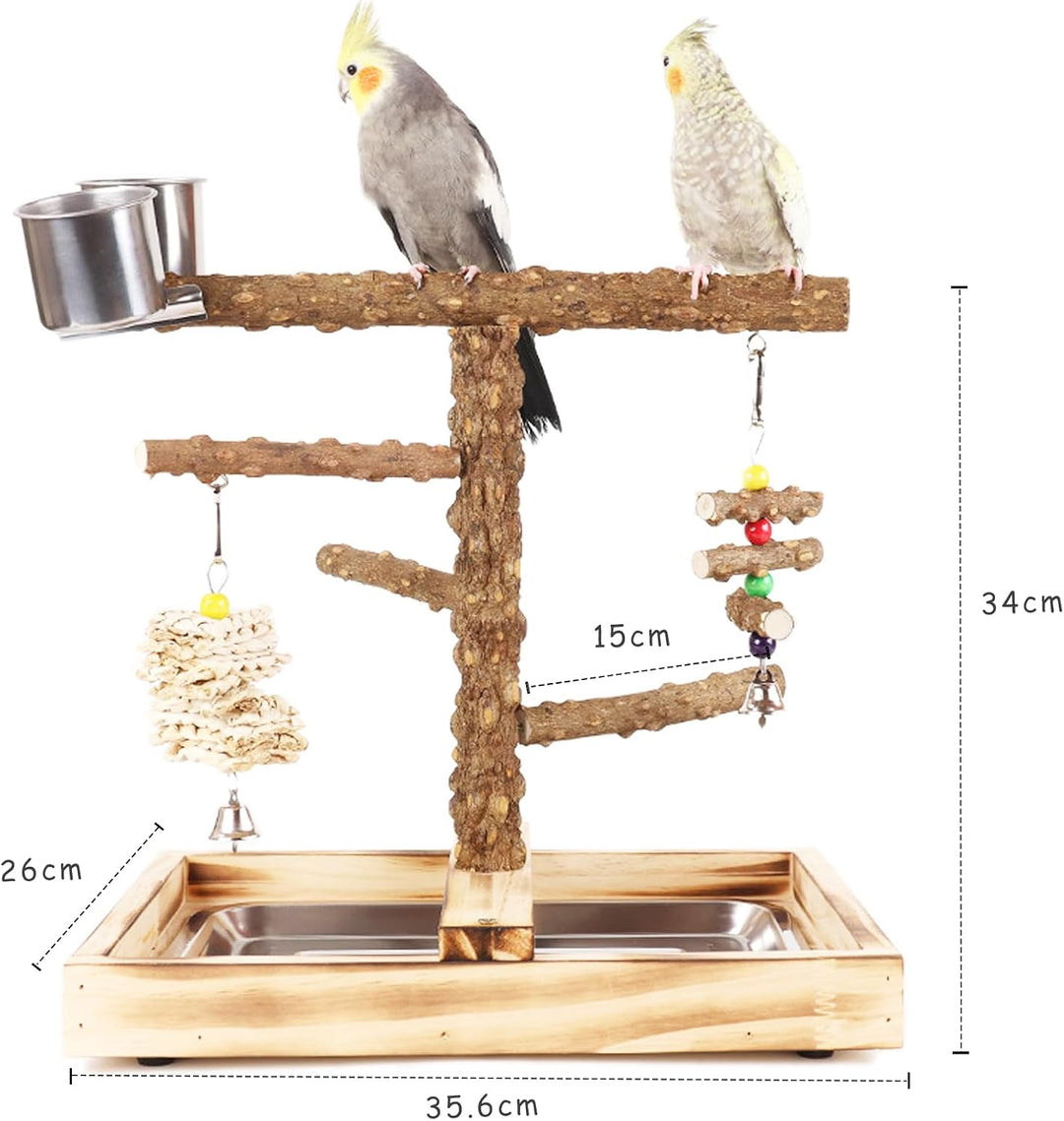 WishesMar Wellensittich Spielplatz Vogel-Spielplatz mit Feeder-Cup Spielzeug Leiter Erklimmen und Ta