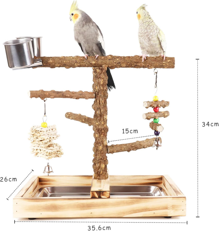WishesMar Wellensittich Spielplatz Vogel-Spielplatz mit Feeder-Cup Spielzeug Leiter Erklimmen und Ta