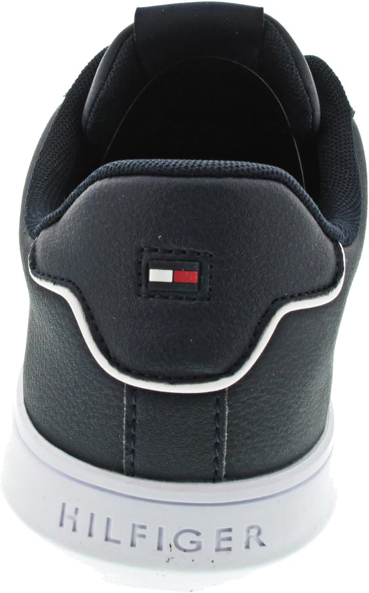 Tommy Hilfiger Herren Cupsole Sneaker Corporate Leather Cup Stripes Schuhe, Weiss (White), 40 EU, Bl