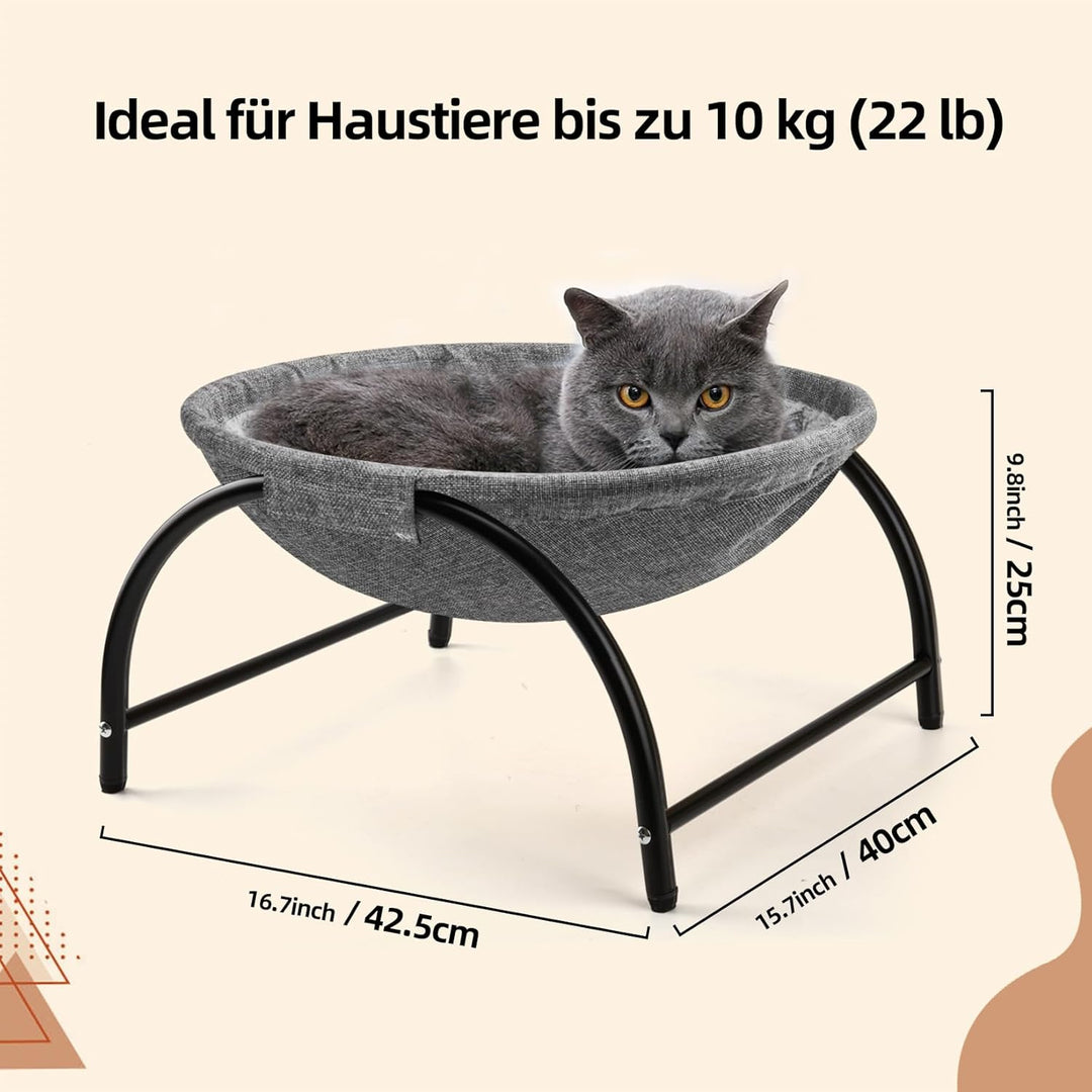 LIFLIX Katzenhängematte Outdoor, Erhöhter Katzenbett mit abnehmbarem, Waschbarem Plüsch, Stehend Hän