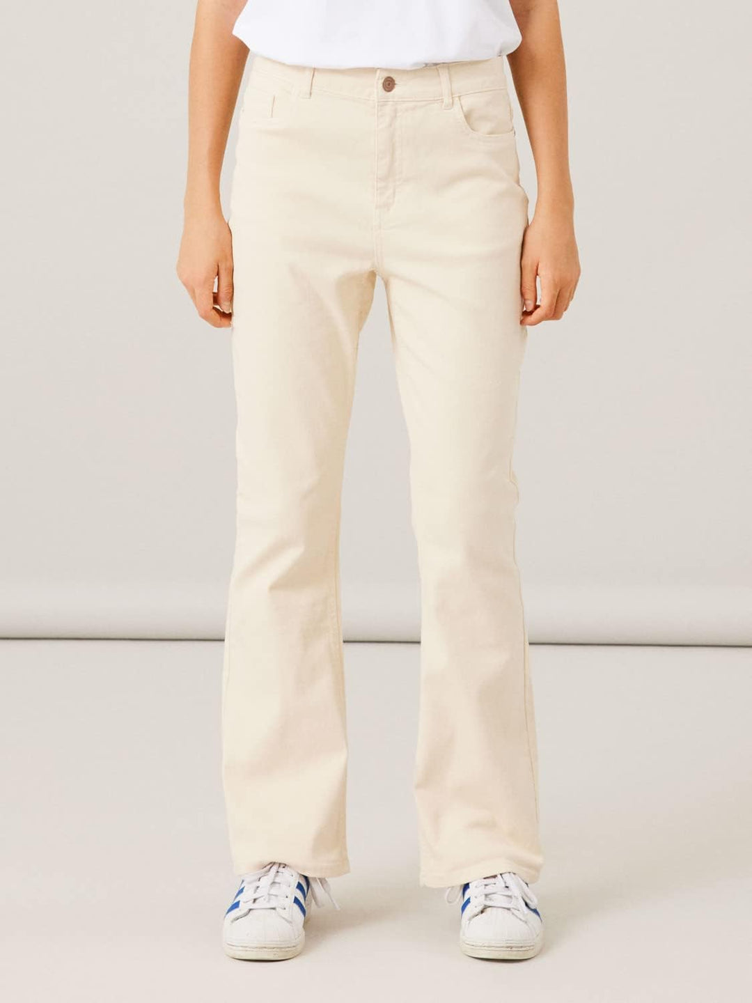 NAME IT Mädchen Nlftazza TWI Hw Bootcut Pant Noos Jeanshose, Oatmeal