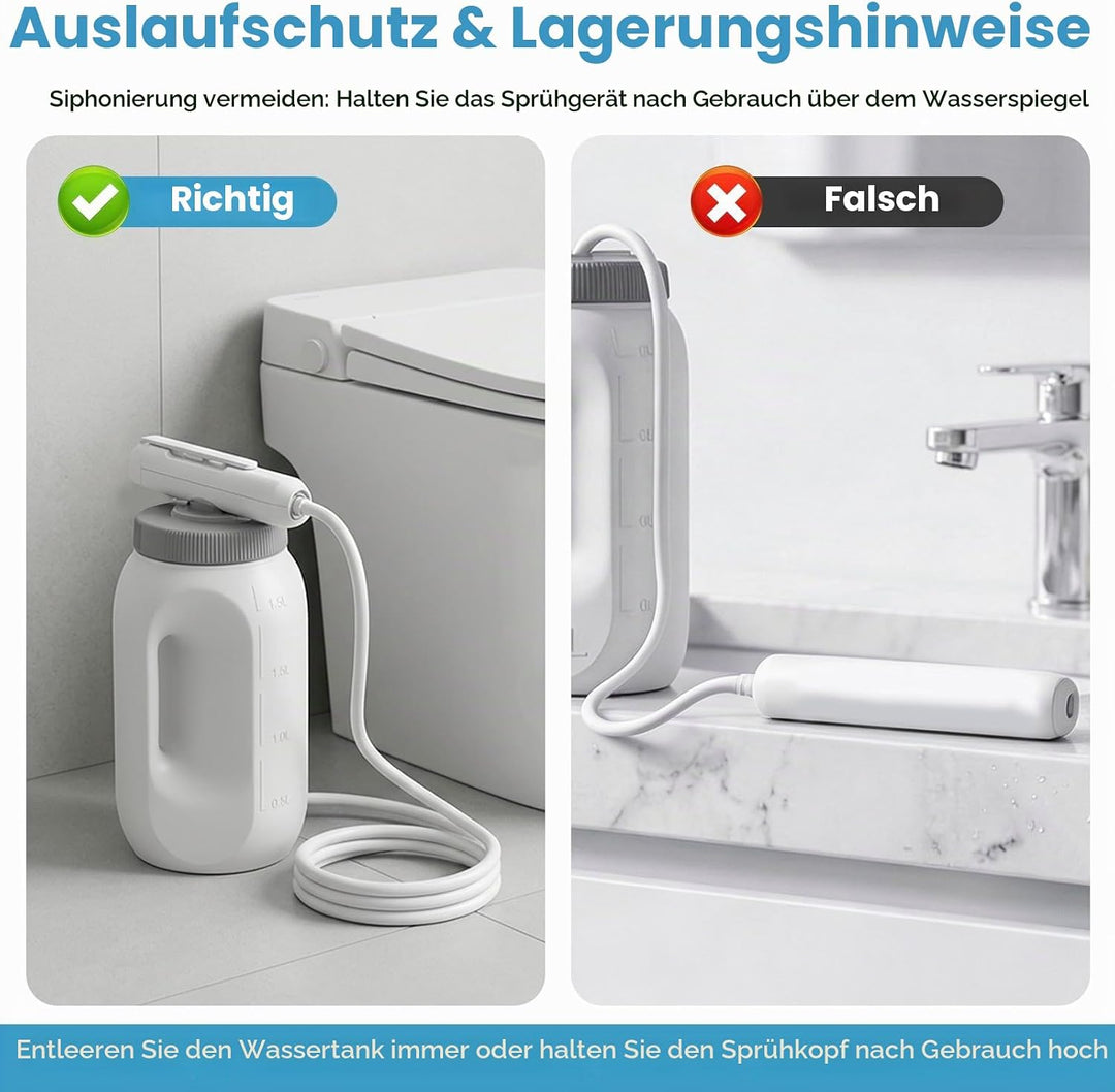 Tragbares Bidet-Sprühgerät Set mit 2,5L Wassertank Reise Bidet Mobiles Handbrause mit Wasserspeicher